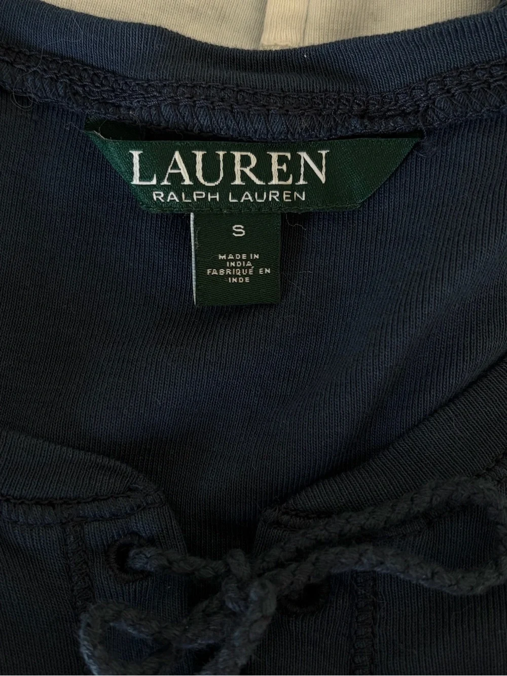 Lauren Ralph Lauren Blue Ombre Lace-Up Cotton Henley T-Shirt